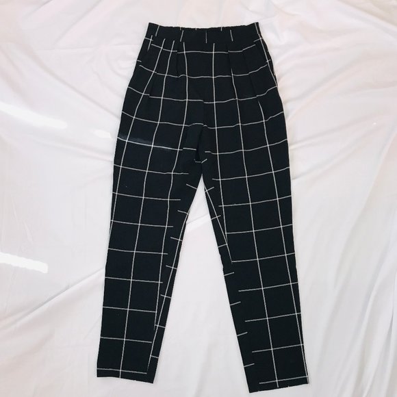 Monki b&w plaid trousers with elastic waistband - Picture 1 of 2